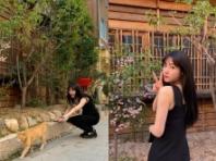 정채연, 길에서 만난 고양이에 찐웃음 발사!..."♥"