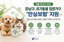 서울 강남구, 유기동물 입양가구에 ‘안심보험’ 지원