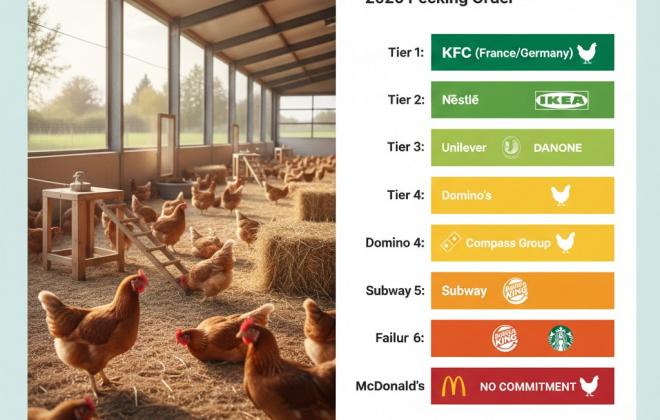 "닭의 고통 위에서 소비할 수 없다"-ECC(유럽 치킨 커미트먼트)이행 브랜드별 등급 발표