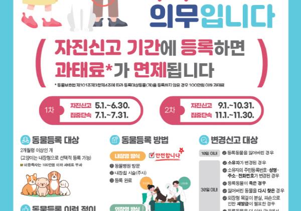 반려동물을 가족으로 맞이하기 위한 첫걸음, 동물등록하세요 !